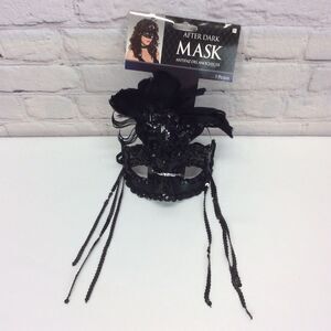 Masquerade Mardi Gras Costume Mask Black Sequins Dark Academia Cosplay Halloween